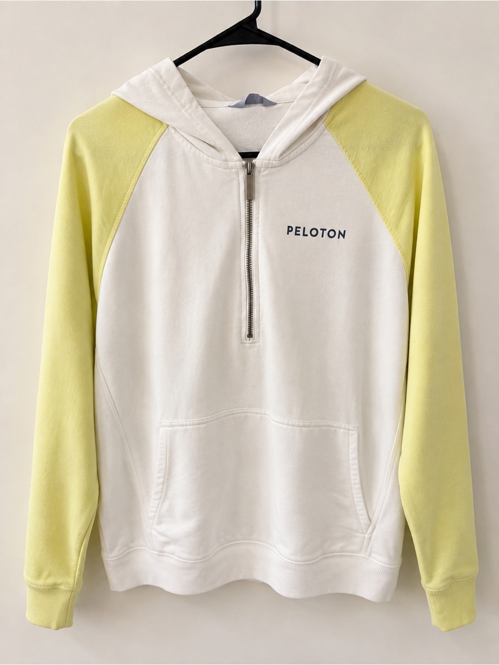 Peloton Woman’s White & Light Yellow Zip Hoodie Sweater